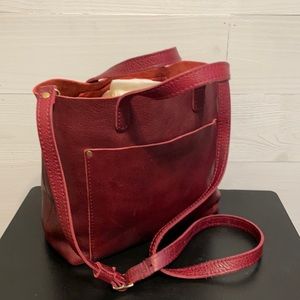 Portland Leather Goods Medium Crossbody Tote in Sangria